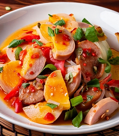 ยำหมูยอไข่แดงเค็ม